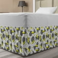 thumbnail image 1 of Geometric Bed Skirt, Line Art with Circle Triangles and Chevron Zigzags Vintage Artwork Print, Elastic Bedskirt Dust Ruffle Wrap Around for Bedding Decor, 4 Sizes, Yellow Black White, by Ambesonne, 1 of 2