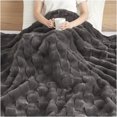 thumbnail image 2 of JERFIT Faux Fur & Velvet Plush Throw Blanket, Ultra Soft Cozy Fluffy Bedroom Decor, Luxurious Basketweave Grey Polyester Blanket for Couch, Sofa, Dorm, 2 of 7