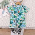 thumbnail image 2 of Toddler Outfits for Boys Summer Vacation Clothes 2 Piece Set Hawaiian Print Button Down Shirt and Casual Shorts, 2 of 6