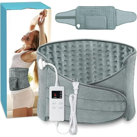COCOBELA Heating Pad for Back Pain Relief, Electric Heating Pad for Period Cramps Neck Shoulders with Belt, 4 Timer 6 Heat Setting & Auto Shut Off, 12"x24"+20" Large Moist Heat Pad for Mom,Dad