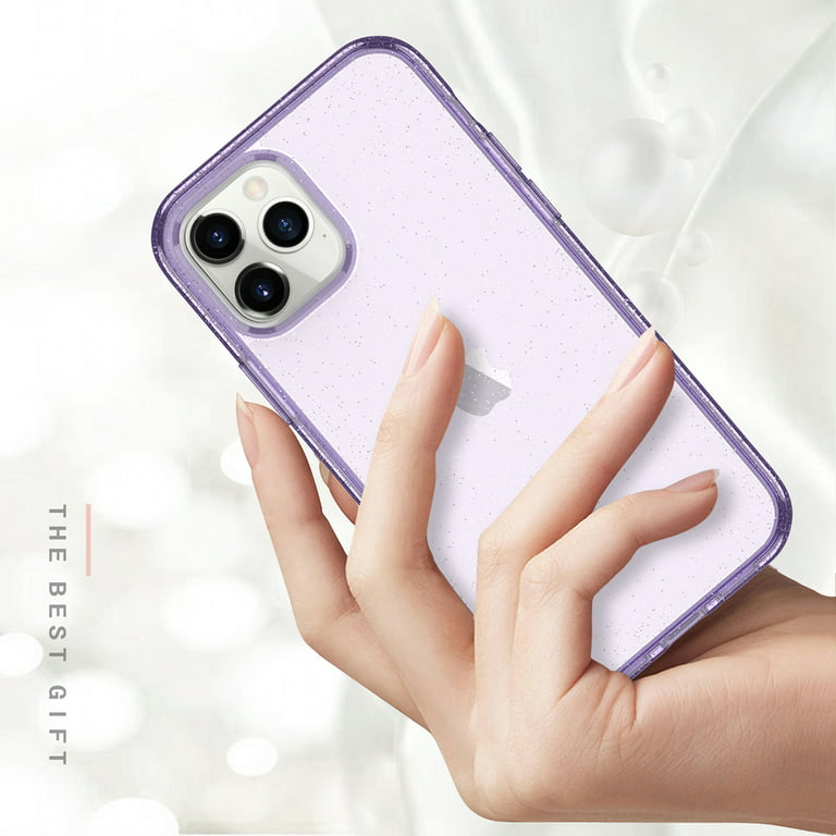 iPhone 12 Pro Max Case with Built-in Screen Protector, Dteck Lightweight  Bling Glitter Sparkle Full-Body Protection Silicone Shockproof Case Cover  for iPhone 12 Pro Max, Glitter Purple 