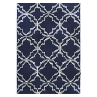 Better Homes & Gardens 7' x 10' Blue and White Outdoor Rug