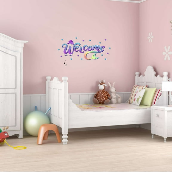 Beautiful Welcome Watercolor Girls Love Beautiful Crown Prince Unicorns Royalty Sweet Dreams Decorating Holiday Gift Ideas Bedroom Wall Decal Sticker - Size: 40 In X 20 In