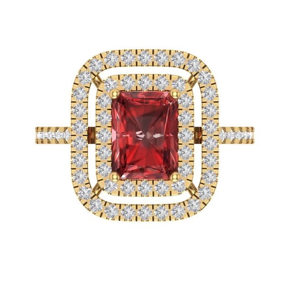 Halo Engagement Ring for Women - 2.62ct Natural Garnet in 18K Yellow Gold Promise Ring