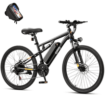 Qlife Racer 27.5 Inch Electric Bicycle for Adults, Full Suspension 21-Speed Mountain Ebike with More Than 1200W 28MPH Brushless Motor,(Black) with Phonebag