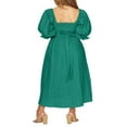 thumbnail image 4 of PENGXIANG Robe Midi d'Été pour Femmes Couleur Unie Col Carré Manches Lanterne Taille Haute Robe Décontractée Robe de Plage Vacances, 4 of 6