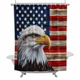 thumbnail image 2 of U.S. Flag Eagle Shower Curtain for Bathroom Decor, Independence Day Red Wood Striped Vintage Waterproof Fabric Shower Curtain, 72"x84" Set with 12 Hooks, 2 of 9
