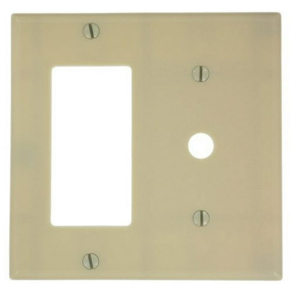 Leviton 80479-I Ivory Two Gang Combination Decora .406"Cable Wall Plate