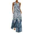 thumbnail image 1 of SMihono Robe Maxi Bohème d'Été pour Femmes Grande Taille Mode d'Été Imprimée Col en V Sans Manches Robe à Enfiler avec Poches Robe de Plage, 1 of 5