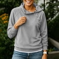 thumbnail image 2 of Sevevn Women's Asymmetric Button Cowl Neck Sweatshirt Raglan Long Sleeve Soft Pullover Casual Loose Fit Top Gray XL, 2 of 5