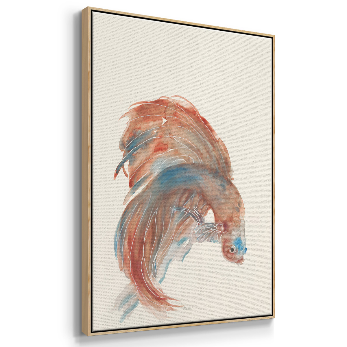 Betta III Framed Premium Gallery Wrapped Canvas - Ready to Hang - 25 x 37 - Natural Wood Floating Frame