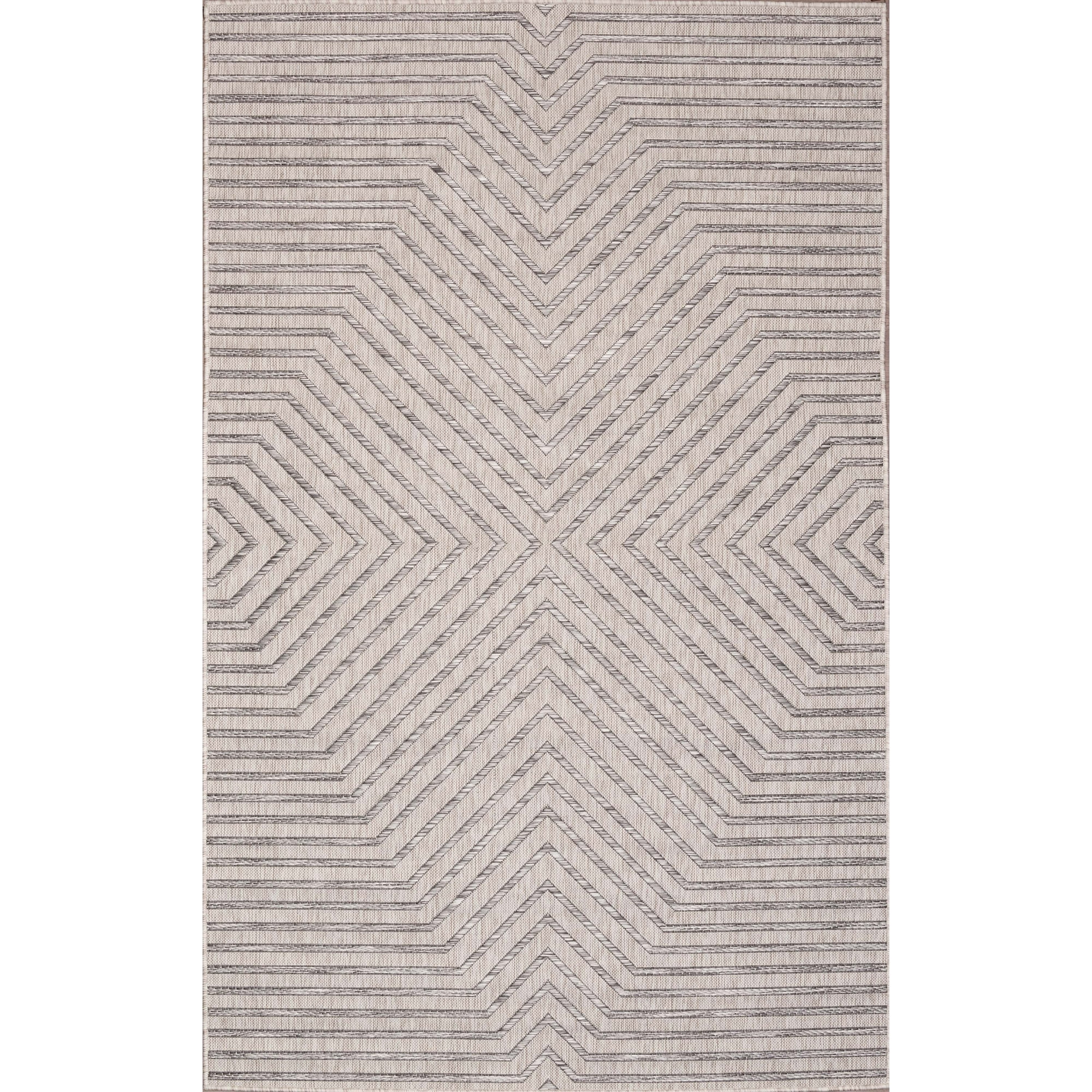 5 X 8 Light Grey Geometric Stripes, Striped Indoor Outdoor Rugs