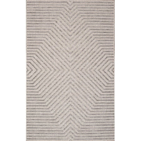 5 X 8 Light Grey Geometric Stripes, Grey Outdoor Rug
