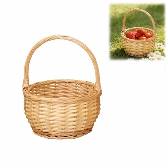 FSAGAE Handwoven Mini Wicker Basket with Handle for Easter Egg Kids Picnic Candy Storage Beige