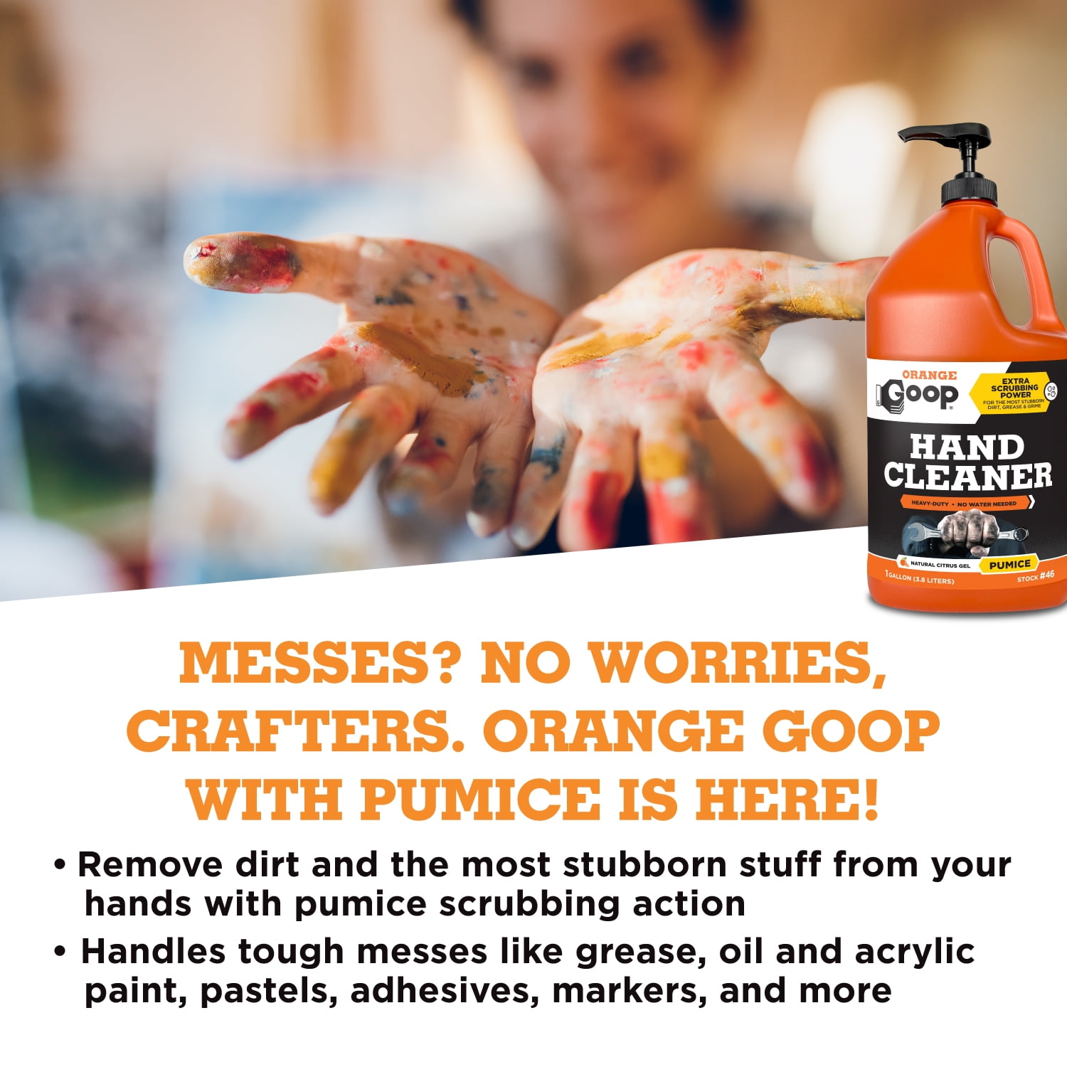 GOOP Orange Liquid with Pumice Multi-Purpose Waterless Hand Cleaner - 1 Gallon Pump Bottle