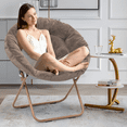 thumbnail image 4 of MoNiBloom Comfy Saucer Chair, Foldable Faux Fur Lounge Chair for Bedroom Living Room, Cozy Moon Chair with Metal Frame for Kids Adults, Beige, 4 of 10