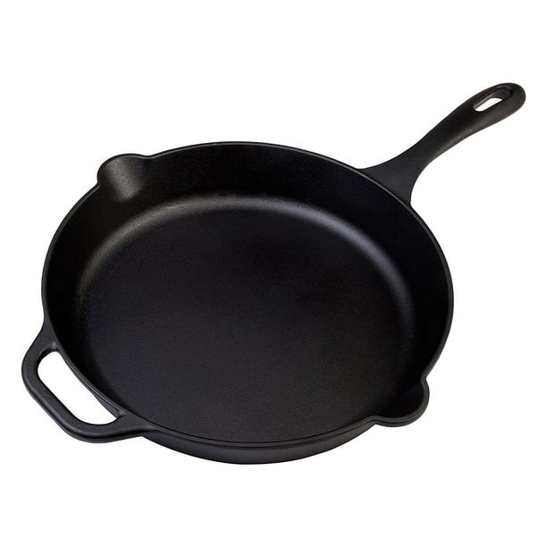 Large PreSeasoned Cast Iron Skillet by Victoria, 12inch Round Frying Pan with Helper Handle