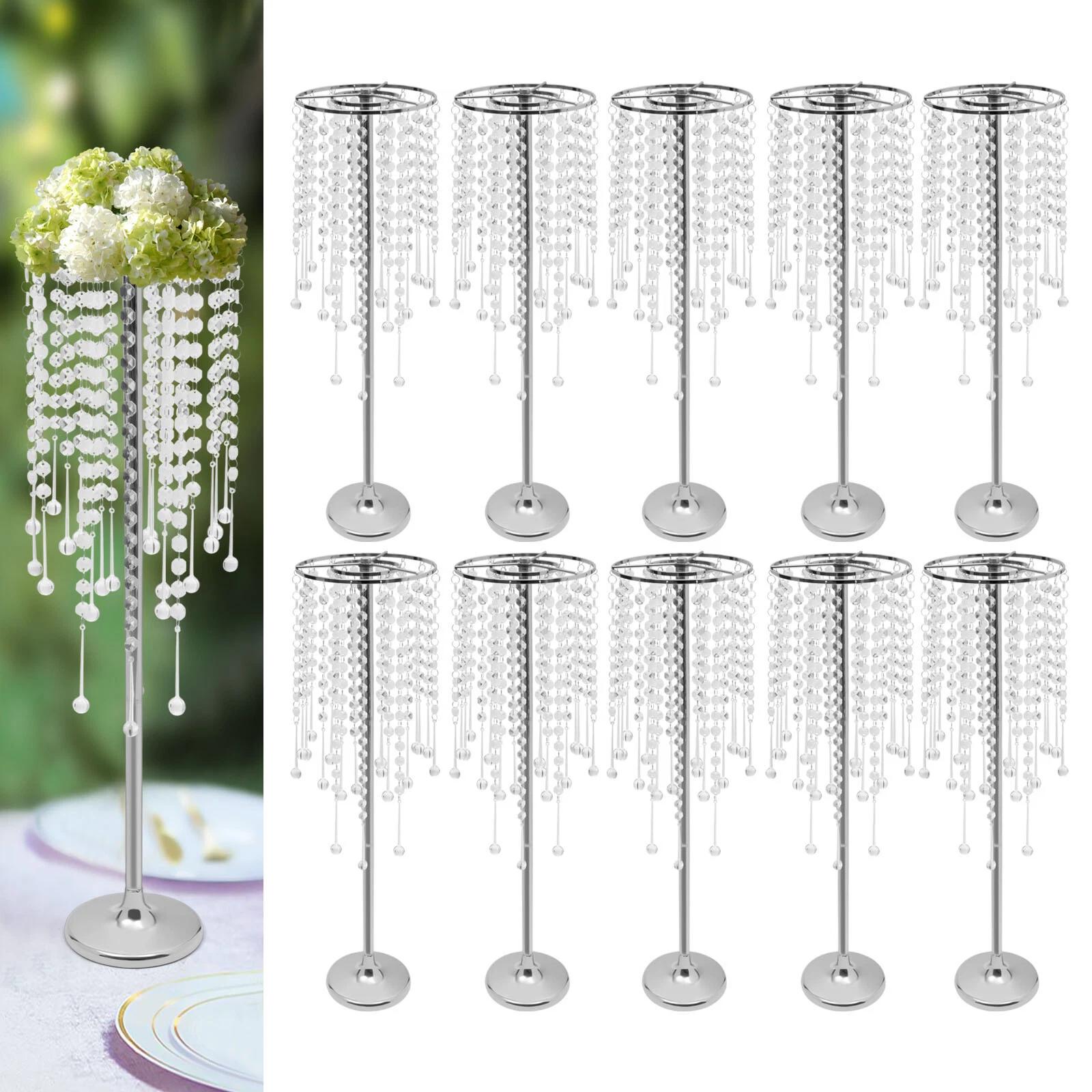 10* Wedding Flower Stands, Silver Flower Stand, Wedding Flower Stand, Flower Arrangement Stand