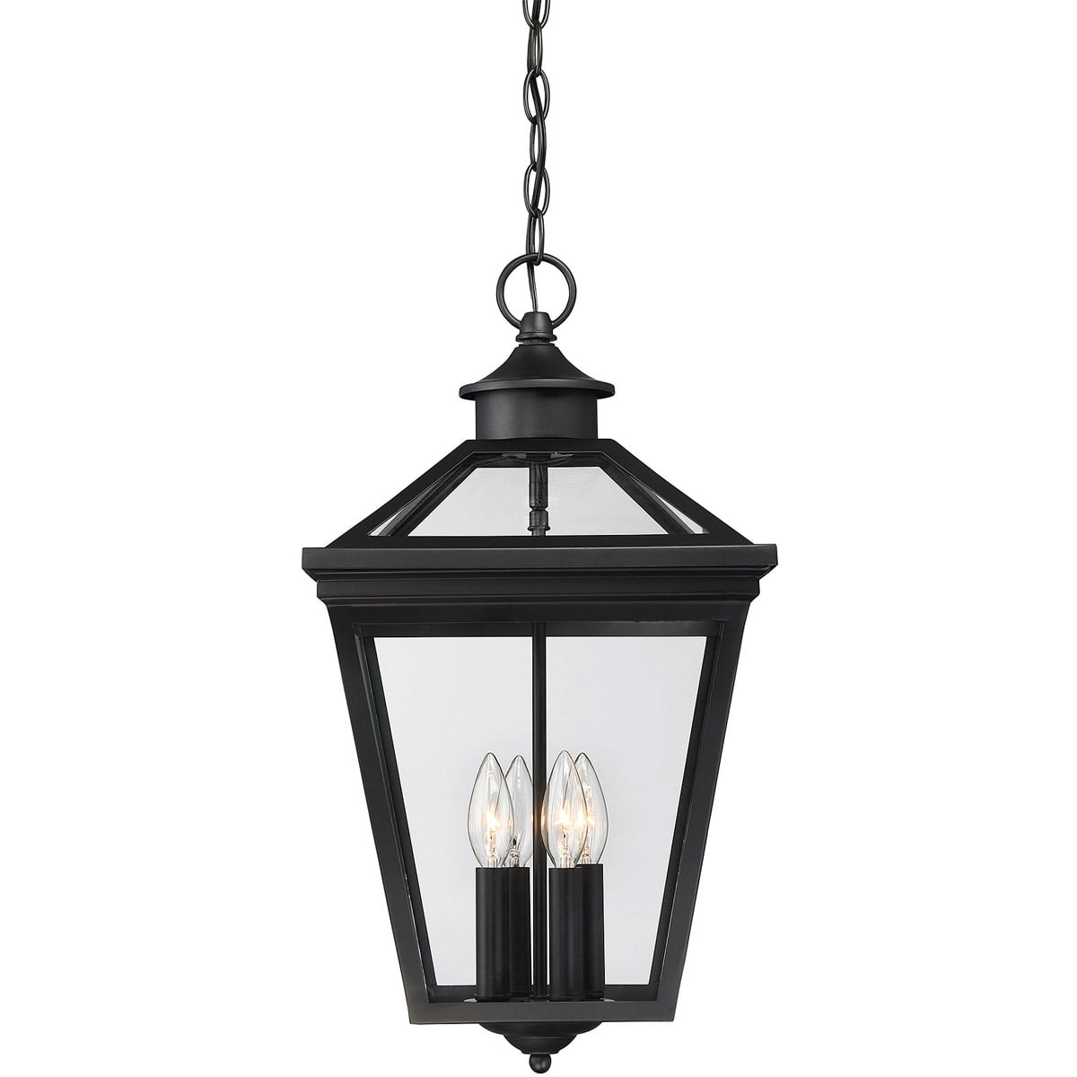 Outdoor Pendant 4 Light With Black Finish Steel Candelabra Bulb 12 inch 160 Watts