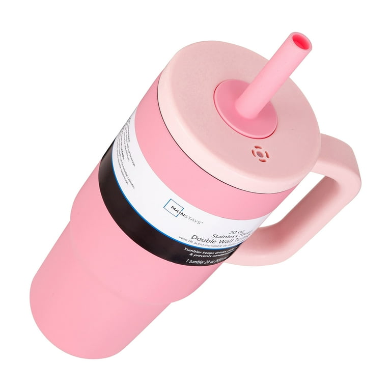 Mainstays 20 oz Double Wall Stainless Steel Tumbler Pink with