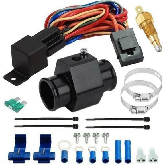 Radiator In-Hose Electric Fan Temperature Thermo Grounding Switch Wiring Kit