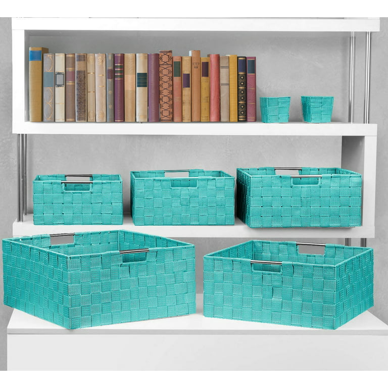 Sorbus Storage Baskets for Organizing (Set of 7), Mesh Hand-Woven Design,  Linen Closet Organizers and Storage, Organizer Storage Baskets for Shelves
