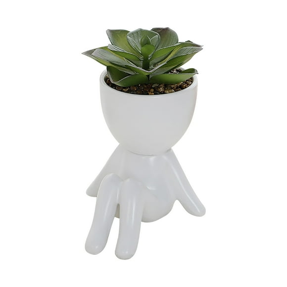 Flowerpots with Dish Ceramic, Cute Figure Ceramic Doll Flower Pot Decoration Planter Succulents Flower Cactus Bonsai Bonsai Planter Container Creative Design for Home Office Decoration, Flower Pots