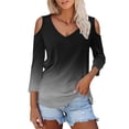 thumbnail image 2 of Womens Tops 3/4 Length Sleeve Tops Neck Casual Print Tunic T Shirts Three Quarter Length Tops Blouses For Women, 2 of 7