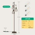 thumbnail image 4 of EDISHINE 3-Light 65.5" Tree Floor Lamp with bulbs included，Perfect for Living Room, Bedroom, Office, Dining Room Decor - Bronze, 4 of 8