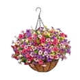 thumbnail image 3 of Flores artificiales colgantes en cesta, flores falsas, forro de coco, cadena, maceta A, 3 of 9