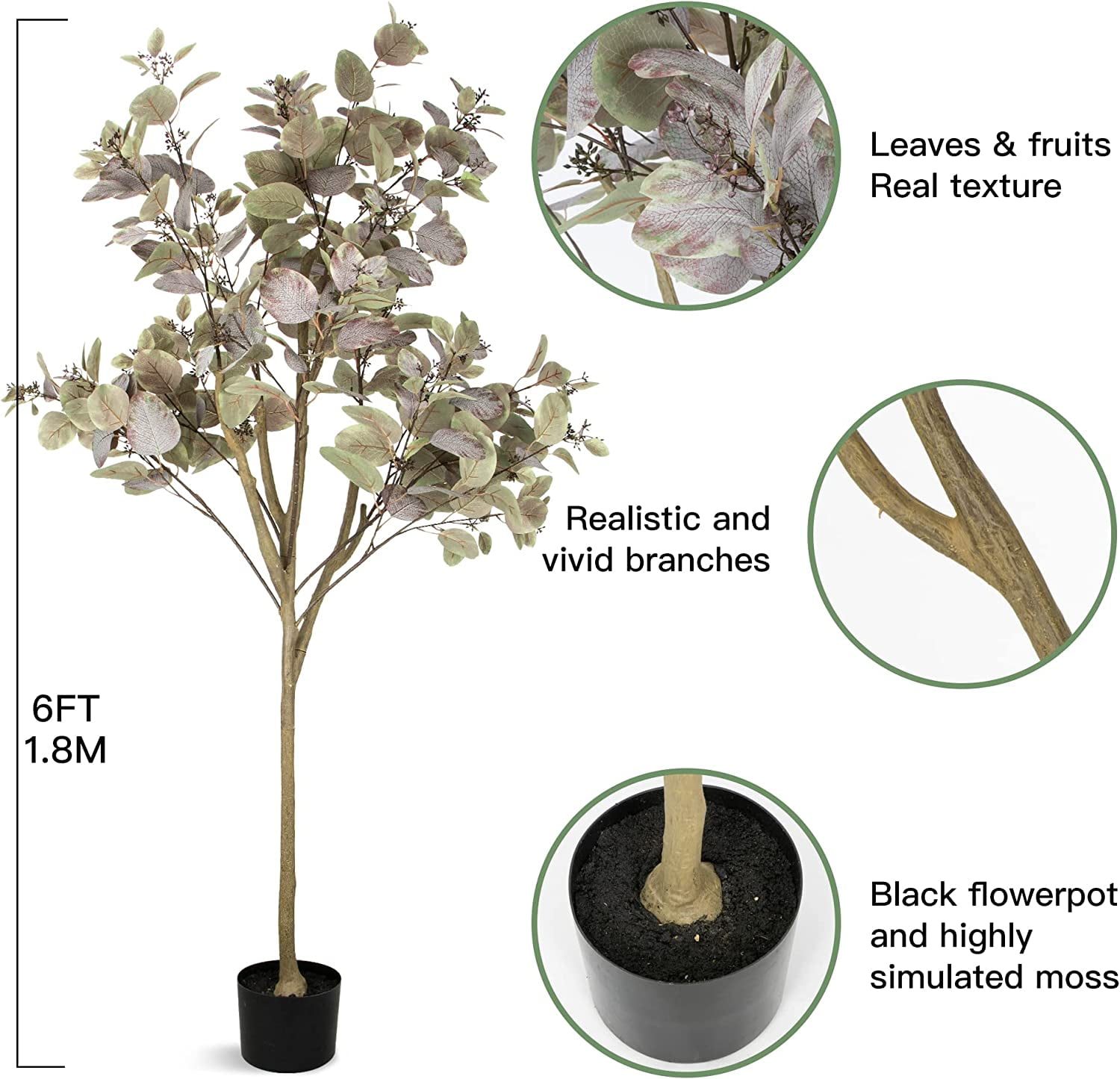 DYPDM HPJNB 6FT Artificial Fake Trees Tall Fake Plants Faux Tree for