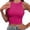 Hot Pink, variant on Solid Color Cropped Tank Top Sleeveless Round Neck Casual Summer Vest for Women, XXL, Hot Pink