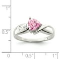 thumbnail image 2 of 925 Sterling Silver Pink Trillion Cubic Zirconia Ring Size 8, 2 of 6