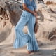 thumbnail image 2 of Pantalones cómodos informales para mujer, pantalones de chándal Palazzo de pierna ancha, pantalones acampanados de cintura alta elásticos fruncidos Fridja  alkflakhf33874, 2 of 9