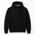 thumbnail image 6 of Xidunhg Mens Hooded Henley Sweatshirt Casual Long Sleeve Drawstring Waffle Knit Pullover Hoodies Black S, 6 of 6