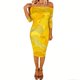 thumbnail image 3 of TaTaai Women's Casual Bodycon Dress Off-Shoulder Long Sleeve Floral Print Stretch Material Slim Fit Midi Vacation Everyday Wear Gift, 3 of 6