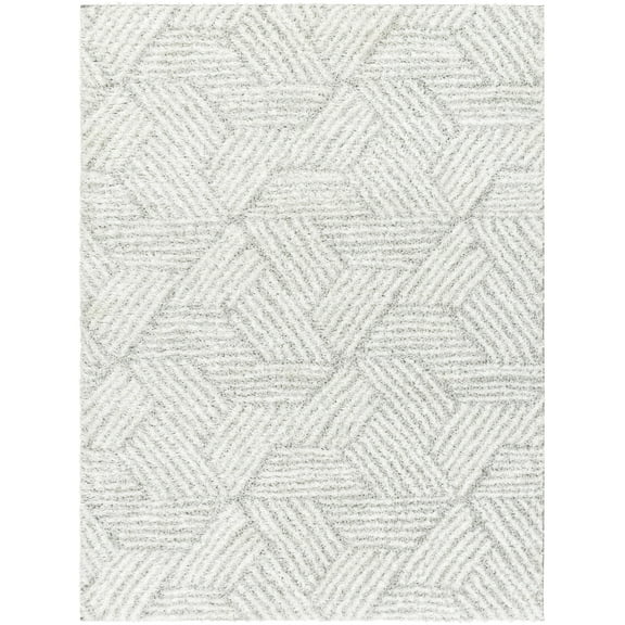 Mark&Day Area Rugs, 5x7 Brooke Modern Shag Light Gray Area Rug, Off-White Gray Carpet for Living Room, Bedroom or Kitchen (5'3" x 7')
