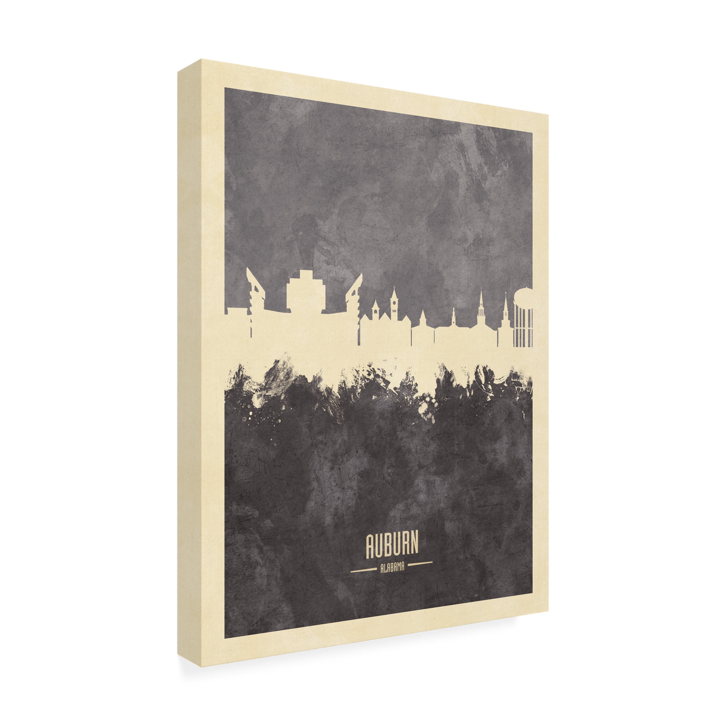 Michael Tompsett 'Auburn Alabama Skyline Gray' Canvas Art