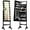 Black, variant on CZMJY Standing Jewelry Armoire with 18 LED Lights Around the Door, Large Storage Mirrored Jewelry Cabinet with Full Length Mirror, 16 Lipstick Holders, 1 Inside Makeup Mirror, White