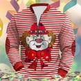 thumbnail image 1 of Ceisia Men's Carnival Clown Print Half-Zip Long Sleeve Sweatshirt | Red White Stripe Casual Festival Top Gifts, 1 of 3