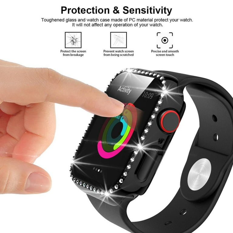 Tech Circle for Apple Watch Case 49mm with Built in Screen Protector Bling Frame Protective Case Women Girls Dressy Diamonds Crystal Bumper for Apple
