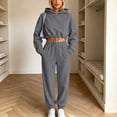 thumbnail image 5 of Chbgutlmr Sweatsuits Women 2 Piece Outfits Long Sleeve Drawstring Hem Crop Hoodies Cinch Bottom High Waist Joggers Casual Workout Plain Trendy Sets, 5 of 9