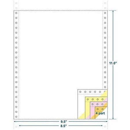 4-Ply Carbonless Paper, White/Canary/Pink/Gold, Form Size 9-1/2" x 11" W x H Carton of 900