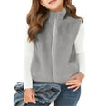 thumbnail image 4 of Otqutp Kids Fuzzy Plush Vest Lightweight Sleeveless Sherpa Fleece Plush Waistcoat Girls Cute Faux Furry Outerwear Jacket, 4 of 6