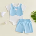 thumbnail image 2 of Gubotare Summer Baby Boy Clothes Newborn Baby Boys Summer Outfits Casual Clothing Sets Short Sleeves Letter Print Romper Top Print Shorts Sets 2pcs 0 3 6 9 12 18 24 Months (Blue,12-18 Months), 2 of 4