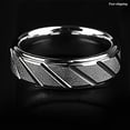 thumbnail image 6 of Tungsten Rings for Men Wedding Bands for Him Womens Wedding Bands for Her 8mm Silver Sandblasted Finish Groove, 6 of 8