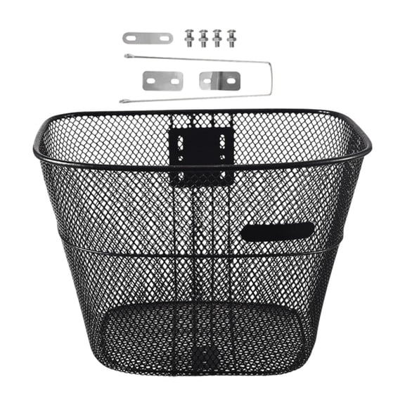 harayaa Bicycle Front Core Bicycle Basket Black 20/22/24/26 Inch Universal Metal Loading L with Long Brace