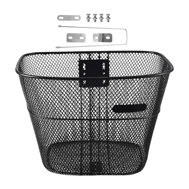 Cesta delantera de bicicleta Canasta de bicicleta Black 20/22/24/26 pulgadas Cesta de carga de metal universal pesado para comprar bicicleta plegable M con tirante largo
