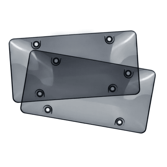 2x UNBREAKABLE Tinted Smoked License Plate Tag Shield Cover for Frame Medium Blk