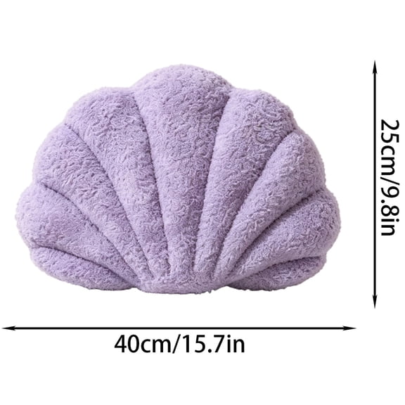 Shell Pillow, Seashell Throw Pillow with Soft Rabbit Plush for Couch Bed, Shell Shaped Decorative Ocean Pillow Stylish Beach Cushion for Room Home Decor